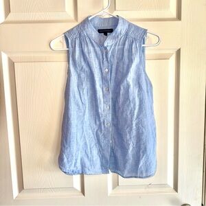 Banana Republic Sky Blue Sleeveless Top linen/cotton blend | size sm